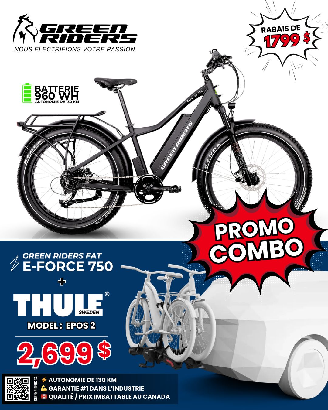 promo! combo spark 750 ou eforce 750 + rach Thule epos 2 - Green Riders